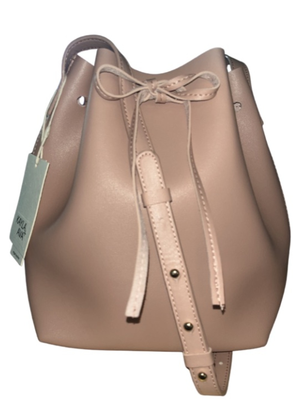 NWT KAYLA + AVA Vegan Leather Bow Tie Bucket Bag Dusty Rose